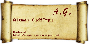 Altman György névjegykártya
